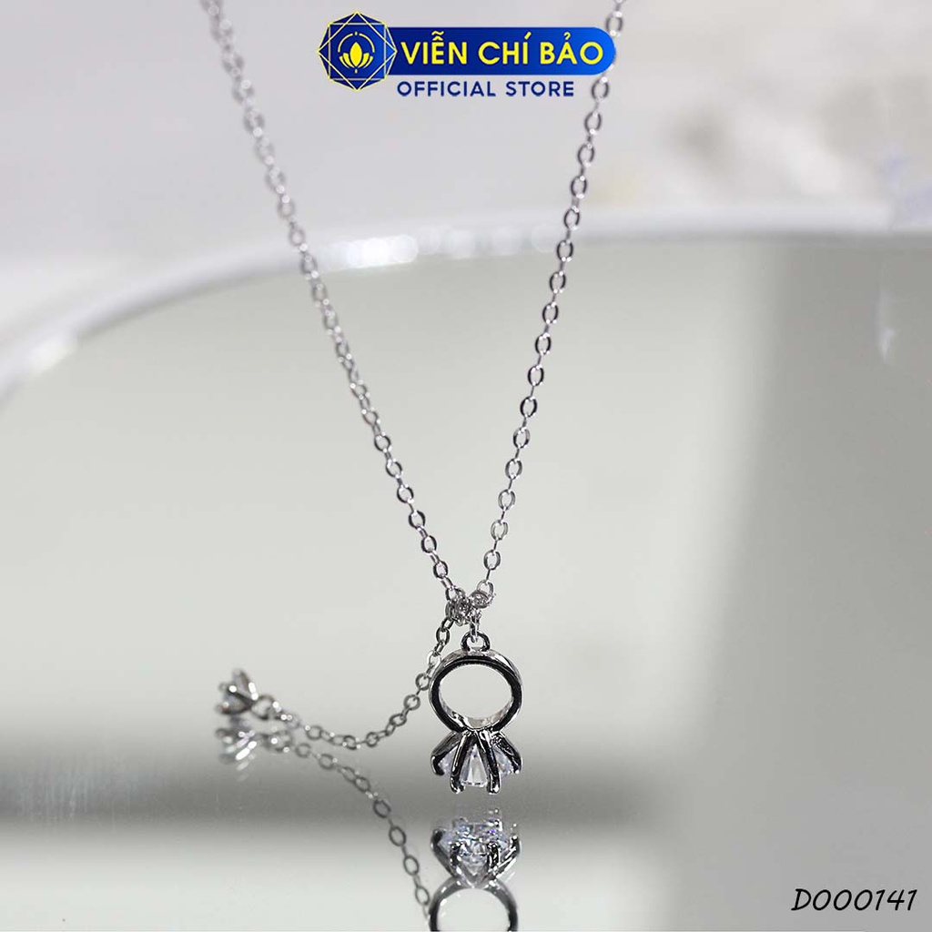 Dây chuyền bạc nữ mặt nhẫn đính đá chất liệu bạc 925 thời trang phụ kiện trang sức Viễn Chí Bảo D000141