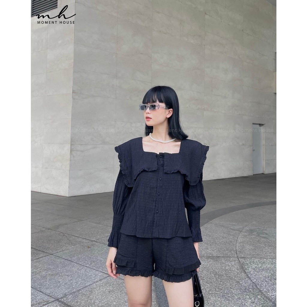 SET xốp đùi 2 món, cổ bèo nút bọc, chất thun xốp, bảng màu hot, outffix đơn giản dễ mặc, có 2 size SM