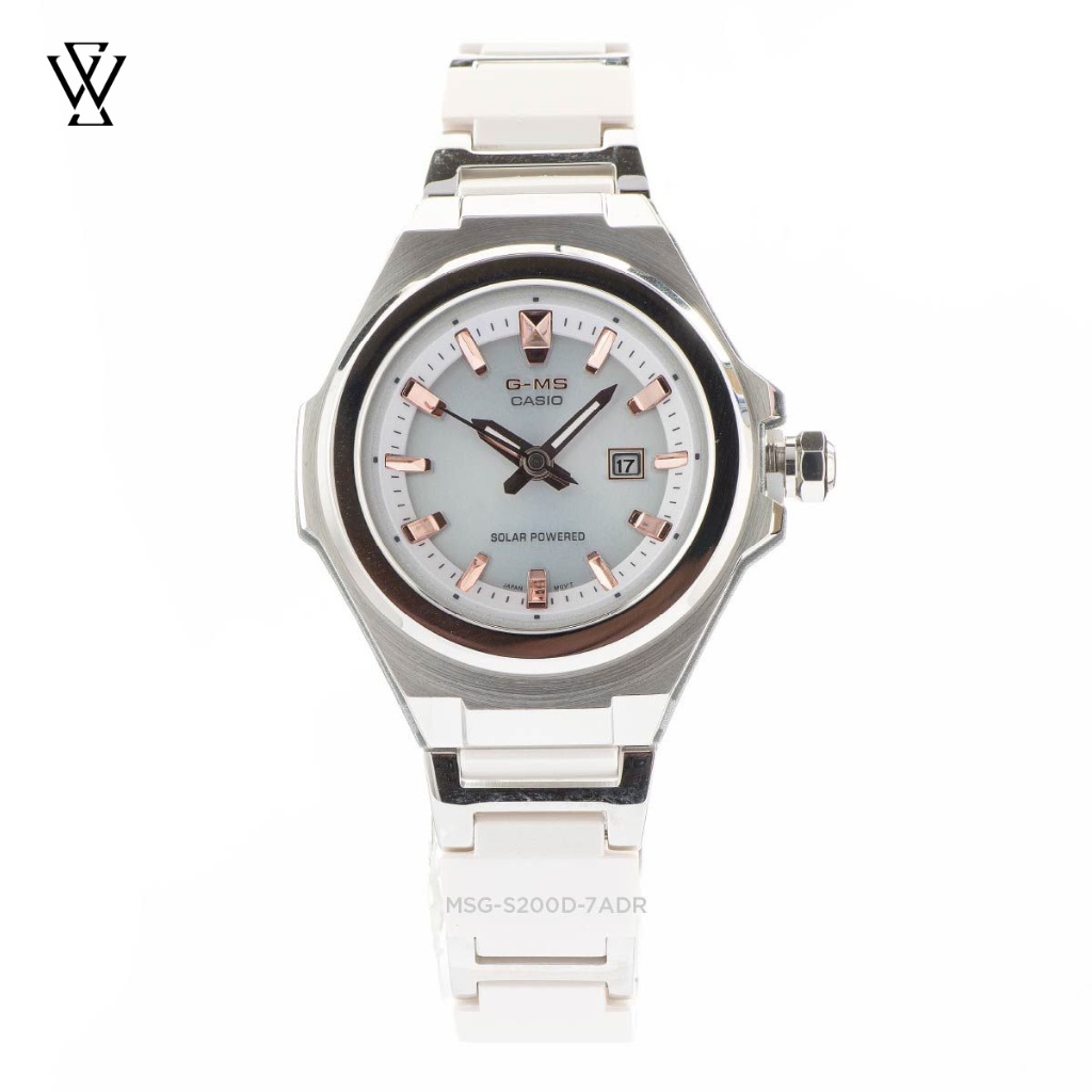 Đồng Hồ Năng Lượng Mặt Trời Nữ Casio Baby-G WATCHSTORE MSG-S200D-7A Kính Khoáng 38.5mm, Vỏ Thép Và Dây Kim Loại