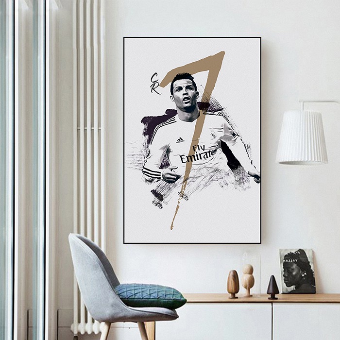Tranh treo tường phòng khách CR7 Ronaldo Cao Cấp trang trí Decor phòng ngủ nghệ thuật vintage hiện đại Y8