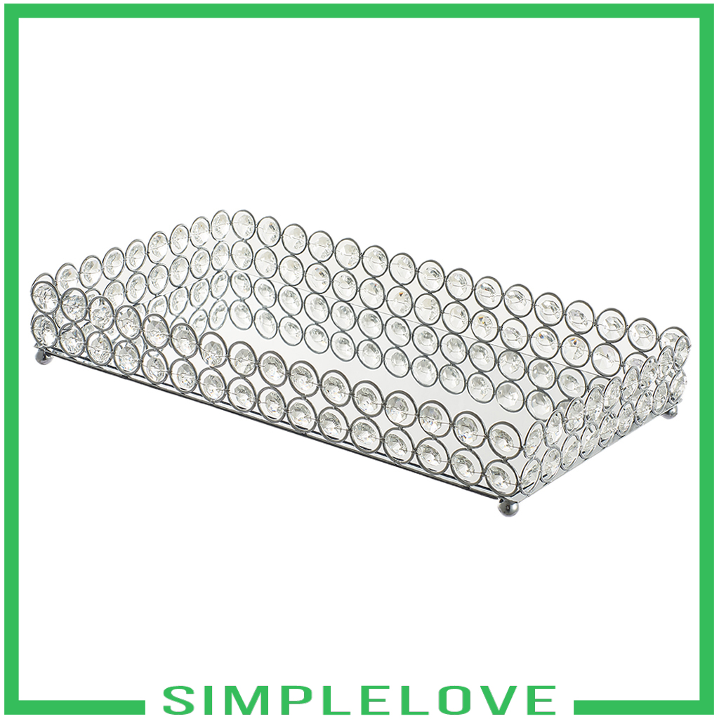 Khay trang trí trang điểm pha lê gương trang sức 25x15x5cm