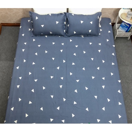 [SALE 4.4]Bộ ga gối bọc đệm m6/m8,drap giường poly, ga trải giường + 2 vỏ gối,mẫu tam giác ghi