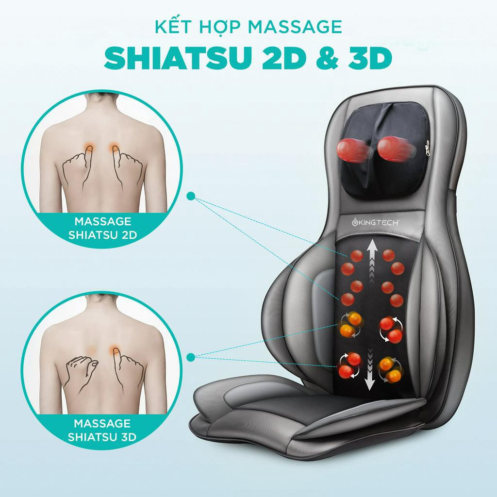 Đệm Massage Toàn Thân KINGTECH KC-700 - Mát Xa 3D Chuyên Sâu Cho Lưng, Cổ Vai Gáy - Quà Tặng Cho Nam Nữ, Sếp, Khách Hàng