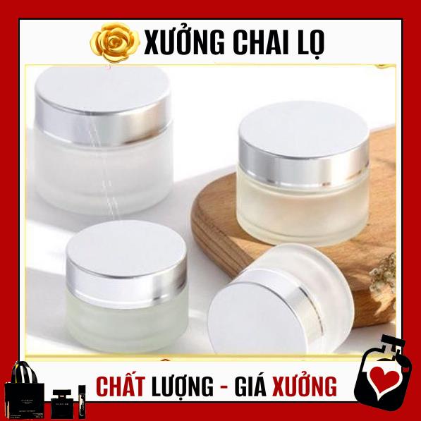 Hủ Đựng Kem ❤ TOP GIÁ RẺ ❤ Hũ chiết mỹ phẩm thủy tinh nắp bạc 5g,10g,15g,20g đựng kem , , phụ kiện du lịch