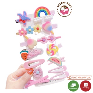 Kẹp tóc bé gái, kẹp tóc hàn quốc dễ thương sét 14 chiếc hình đáng yêu - Cherry Baby
