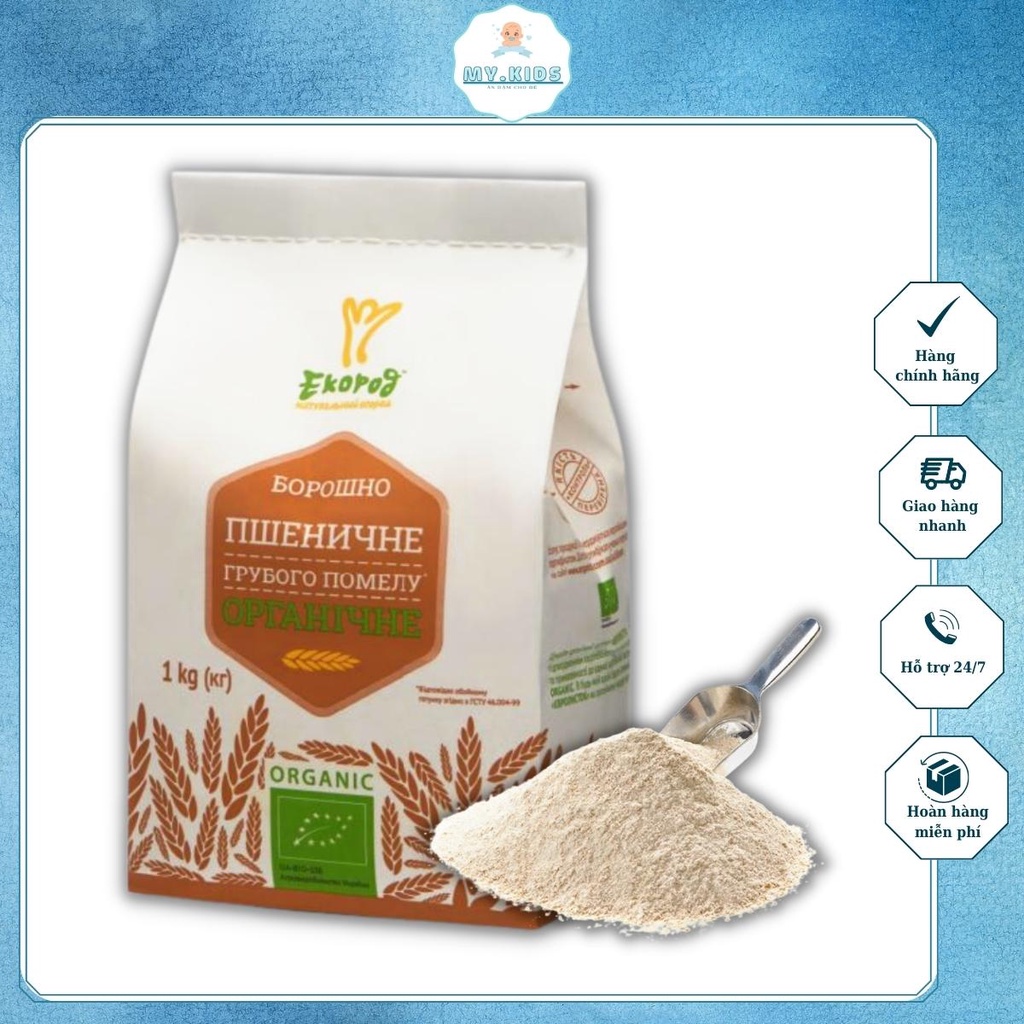 Bột mì nguyên cám hữu cơ Ecorod 500gr và 1kg