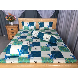 Bộ ga thun❤️FREESHIP❤️ drap thun lạnh- drap thun Hàn Quốc mẫu LV ( 1 ga, 2 áo nằm, 1 áo ôm)