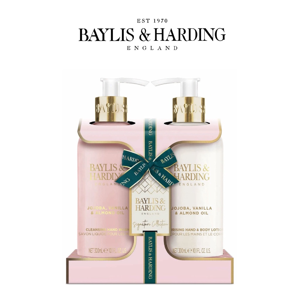 Bộ quà tặng chăm sóc da tay Baylis &amp; Harding - Nước rửa tay , kem dưỡng Baylis chiết suất dầu hạnh nhân và vanilla 300ml