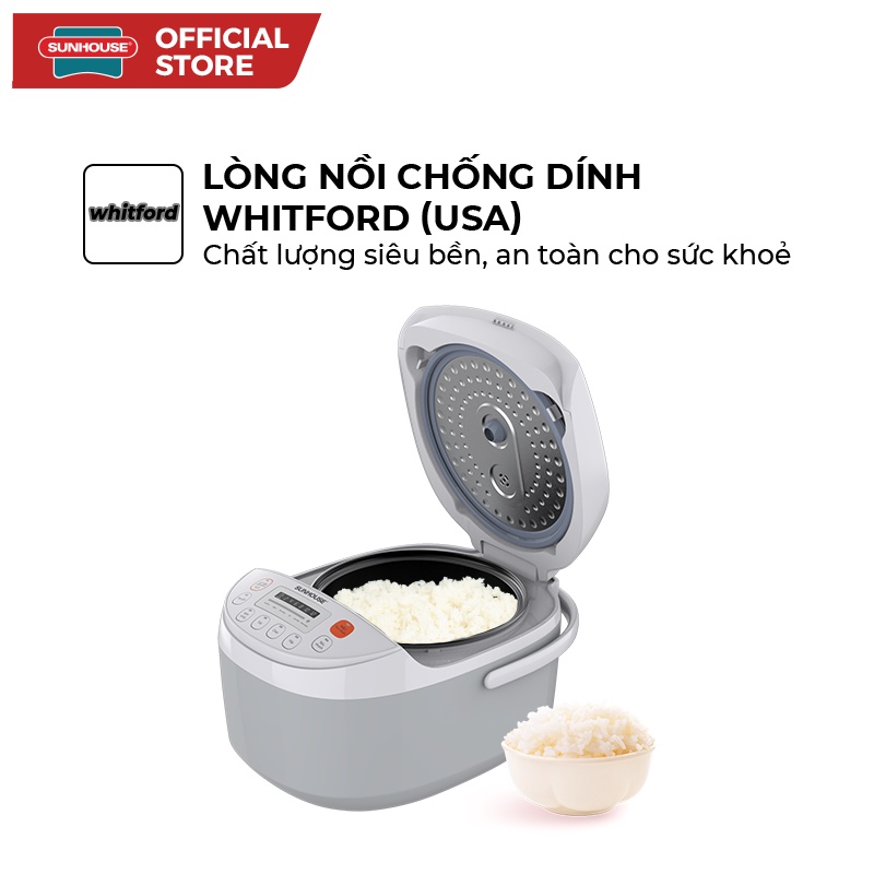 {HÀNG MỚI CHÍNH HÃNG} Nồi Cơm Điện Tử 1.8L SUNHOUSE SHD8906 đa chức năng, nấu cơm ngon