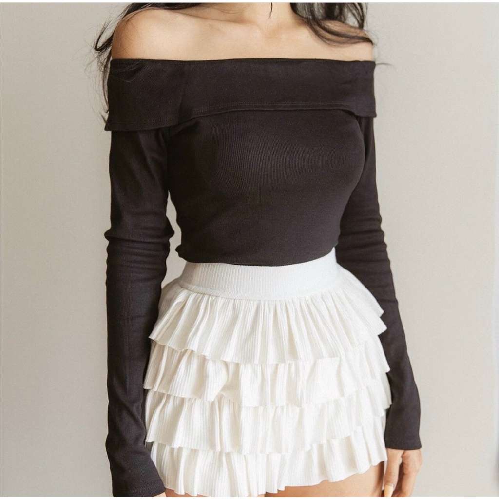 Chân váy xòe 4 tầng, chân váy ngắn 4 tầng trendy chất thun gân lưng chun tôn dáng - CV019
