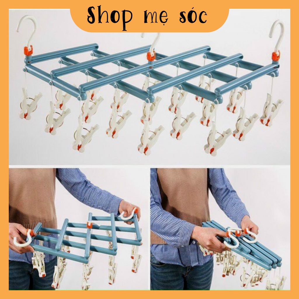 Móc Chùm Treo Quần Áo Cho Bé Với 29 kẹp kiểu ZicZac có thể gấp gọn tiện lợi mesocshop