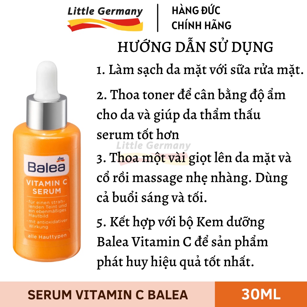 Serum Vitamin C Balea Đức 30ml - Sáng da, Chống lão hoá, Mờ thâm, Mờ nếp nhăn - Hàng nội địa Đức