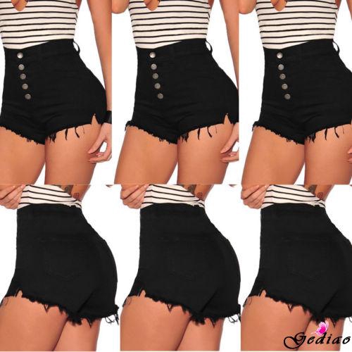 Quần short nữ jeans denim lưng cao thời trang Hàn