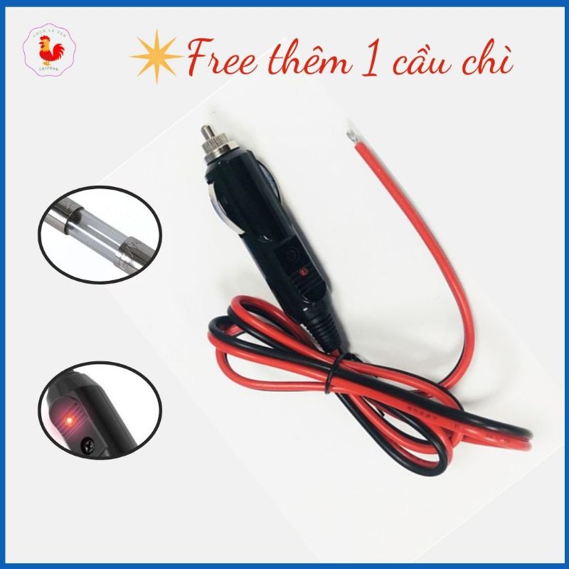 Tẩu đực xe hơi có cầu chì cắm lỗ sạc 12V - 24V