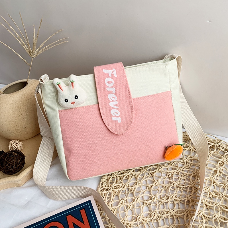 Túi tote đeo vai IELGY vải canvas mềm in họa tiết hoạt hình tươi mới cá tính cho nữ sinh