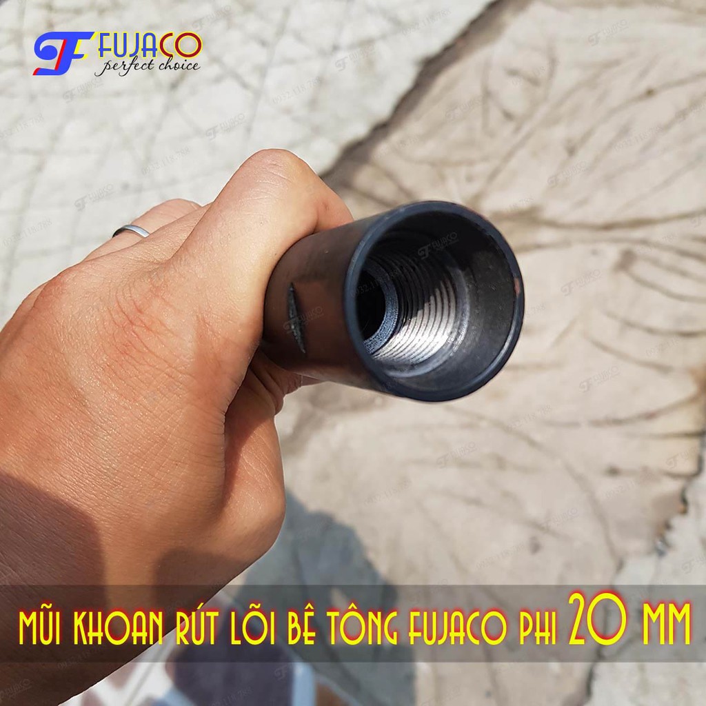 Mũi khoan rút lõi bê tông phi 20 mm - FUJACO mũi khoan khoét lỗ tròn chuyên dụng dài 370 mm FJC020X370