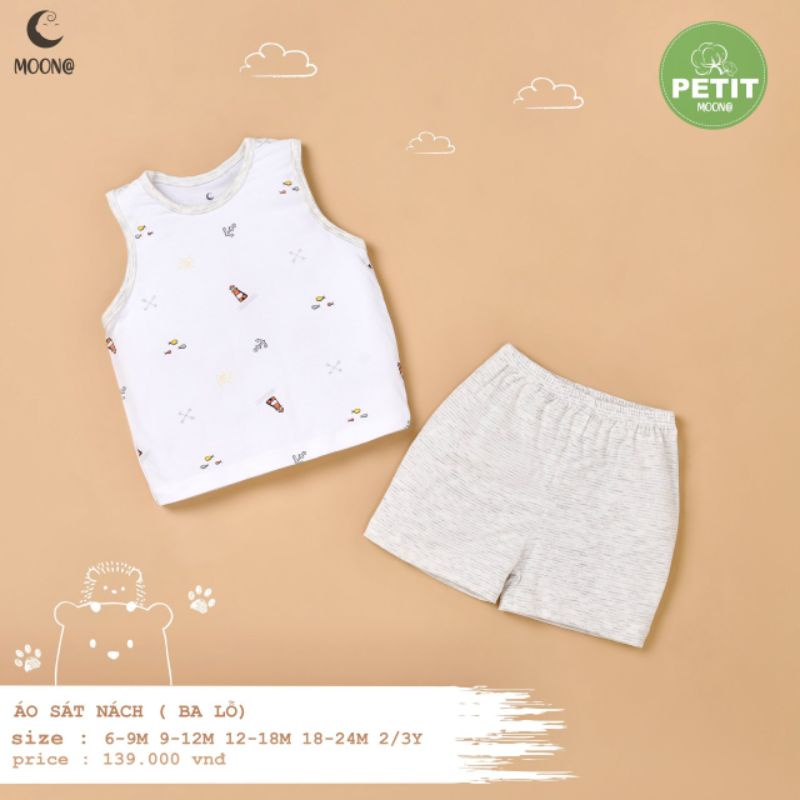 Moon -  Bộ ba lỗ Moon vải petit mềm mát cho bé từ 6-16kg