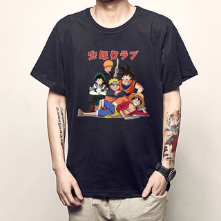 Áo thun Anime màu đen in hình Team Songoku Naruto Luffy - Form rộng AZ F2236