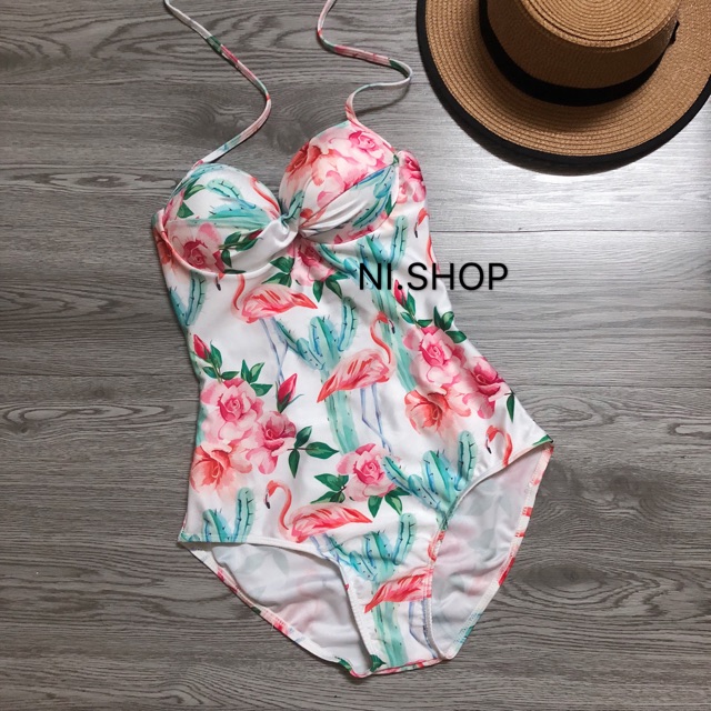Bikini họa tiết gọng đệm đẩy đan lưng họa tiết hồng hạc - nâng ngực-che bụng | BigBuy360 - bigbuy360.vn