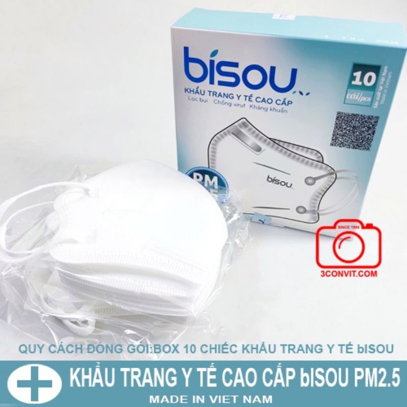 Hộp 10 chiếc khẩu trang y tế chống bụi mịn cao cấp PM2.5