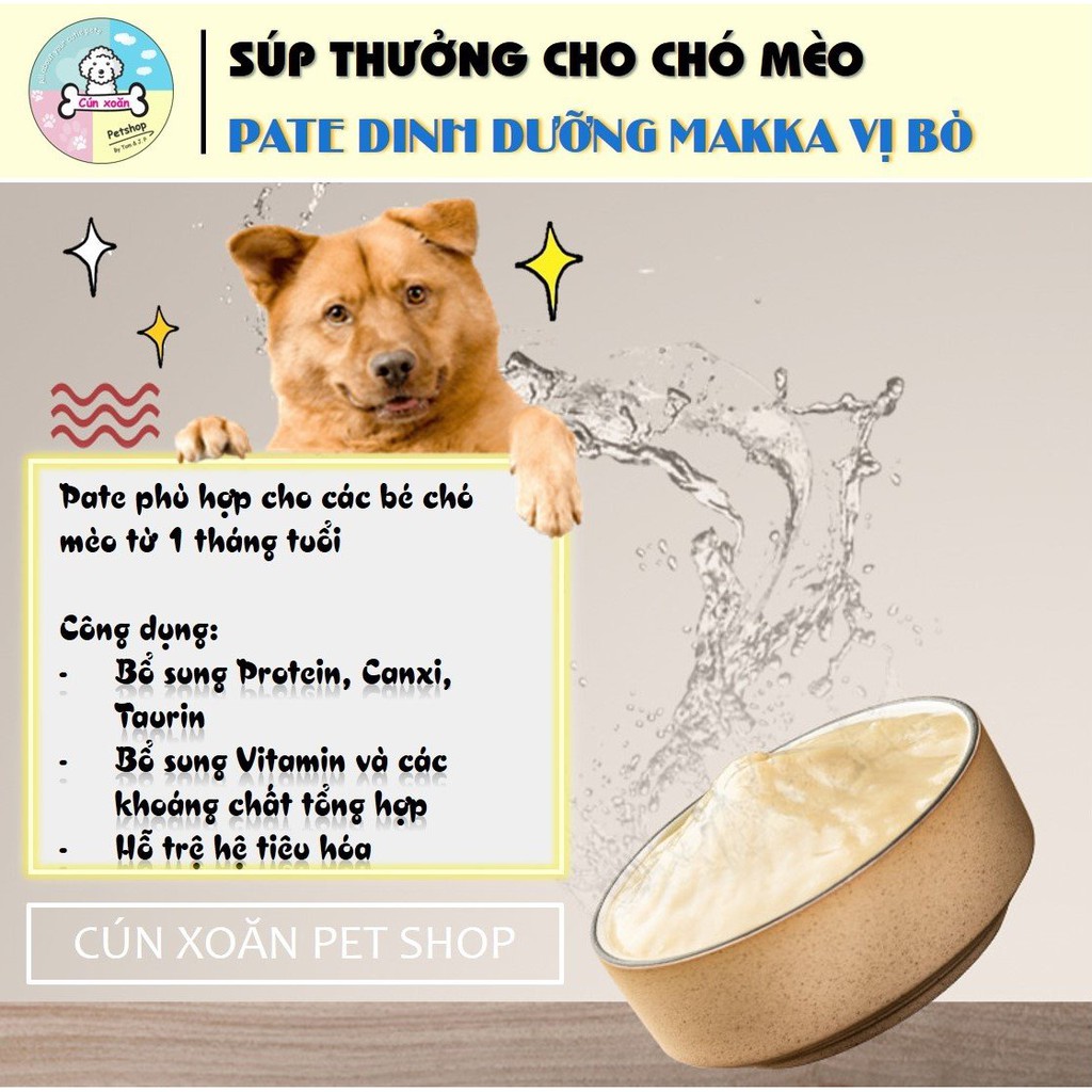 Pate cho chó mèo vị thịt bò Makka (Bịch 15g) súp thưởng cho chó mèo