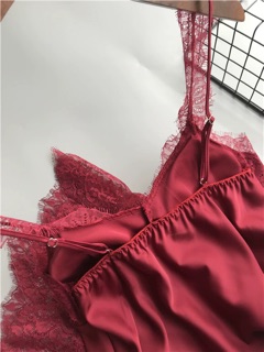 Váy ngủ lụa satin phối ren cao cấp - đầm ngủ sexy phi lụa 214