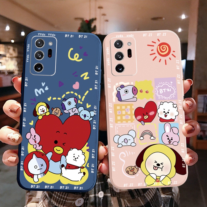 Ốp Điện Thoại Cạnh Vuông In Hình BTS Hoạt Hình Cho Samsung Galaxy Note 20 Ultra A30 A20 A50S A10 A12 M12 M10