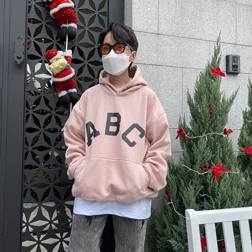 Áo hoodie unisex in ABC áo khoác nỉ ABC có tag cao su