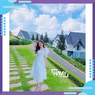 Đầm tay phồng rút dây thời trang nữ