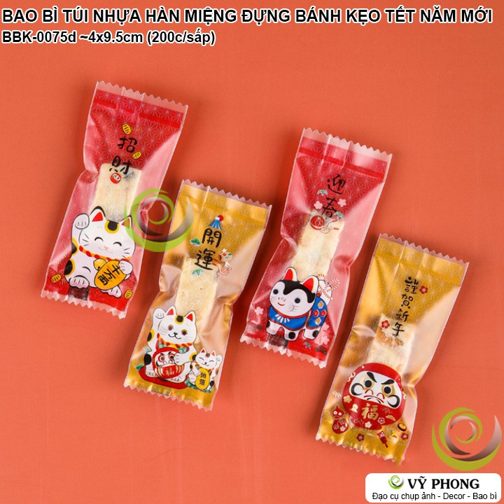 BAO BÌ TÚI NHỰA HÀN MIỆNG ĐỰNG BÁNH KẸO TẾT NĂM MỚI IN HÌNH CHÚC MỪNG TÂN XUÂN TÀI LỘC BBK-0075