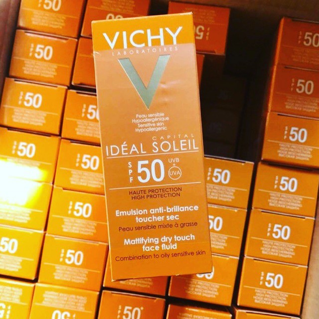 [CHÍNH HÃNG] Kem Chống Nắng Vichy Không Gây Nhờn Rít SPF50 Capital Soleil 50ml Dành Cho Mọi Loại Da Che Khuyết Điểm AUTH