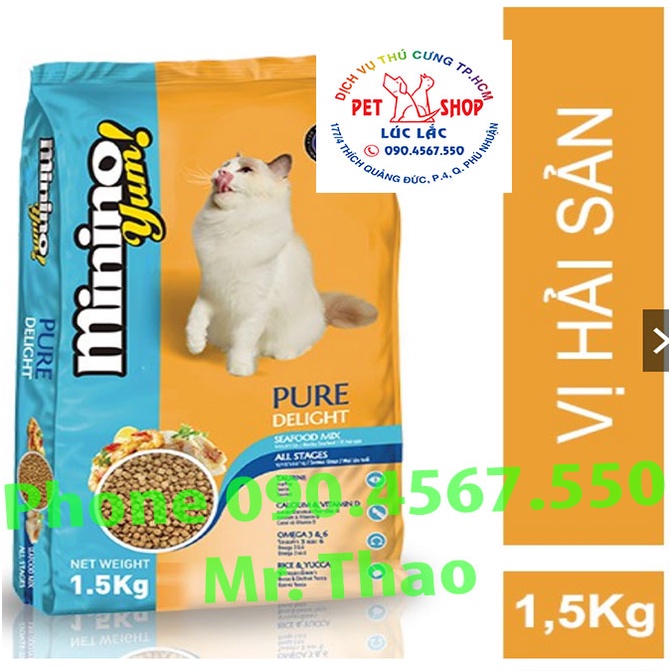 MUA 11 TẶNG 1  [1,5kg] Thức ăn cho mèo Minino Yum - Thức ăn cho Mèo vị Hải Sản