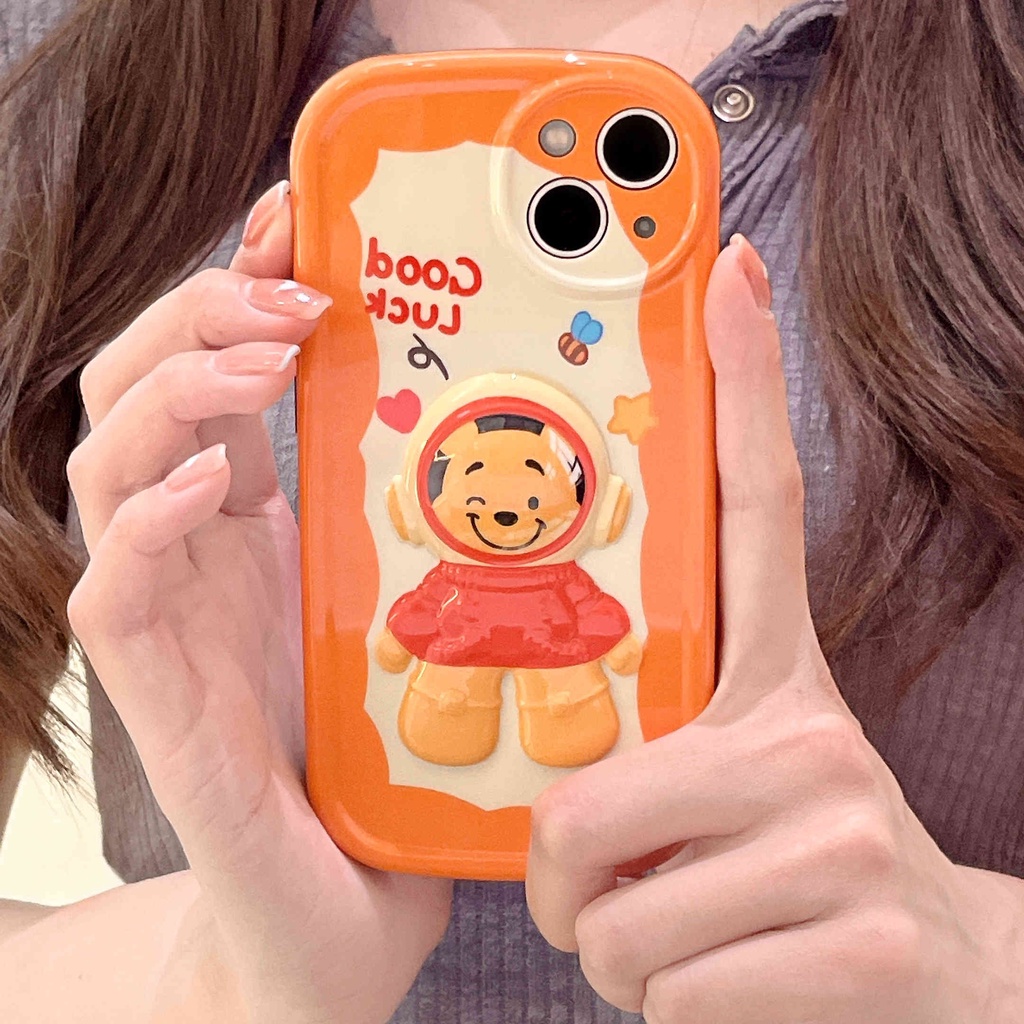 Ốp Điện Thoại IMD Họa Tiết Gấu Winnie Phi Hành Gia 3D Cho IPhone 13Pro Max Xr 11 12 Pro Max