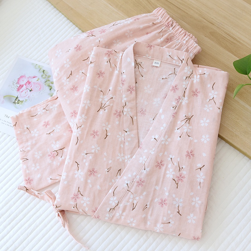 Yukata Vải Xô Nhật  Bộ Sau Sinh Kimono Hè Thoáng Mát  Rừng Sương Mù IVY238