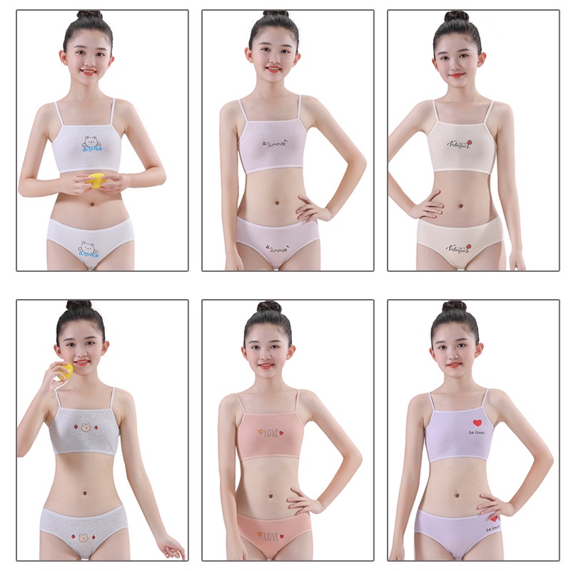 Bộ Đồ Lót Không Tay Thoáng Khí Dành Cho Bé Gái