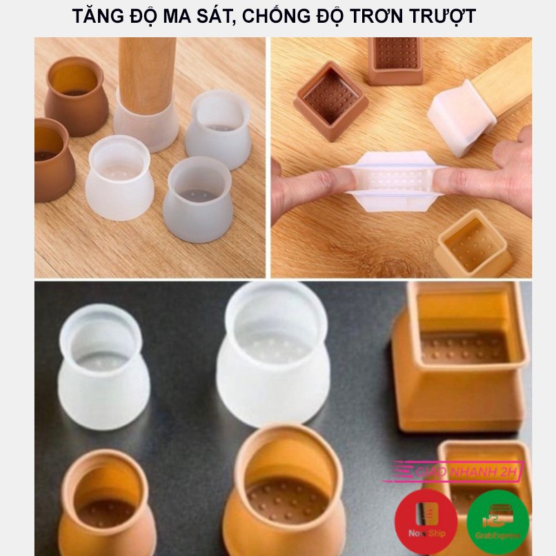 Lót Chân Ghế -  Miếng Bọc Chân Ghế, Chân Bàn Chống Xước Sàn Gỗ, Chống Trơn Trượt ( COMBO 4)