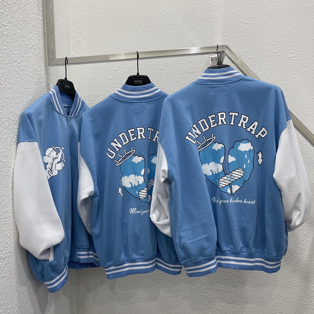 Áo khoác bomber jacket nam nữ hình in undertrap khoác varsity undertrap chất nỉ cotton cao cấp kun shop