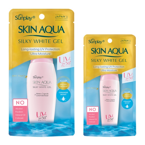 Gel chống nắng dưỡng da trắng mượt Sunplay Skin Aqua Silky White Gel SPF50, PA++++ 70gr