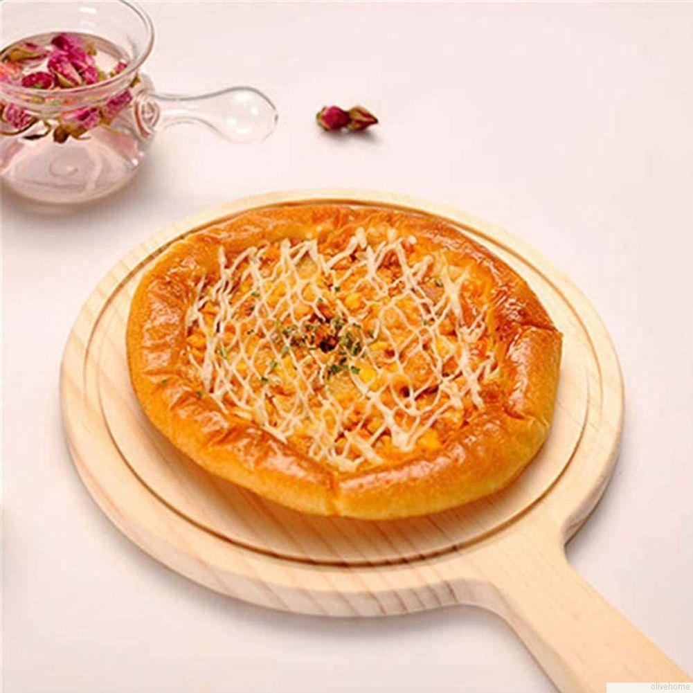Khay gỗ tròn màu trơn đựng bánh pizza phong cách phương Tây