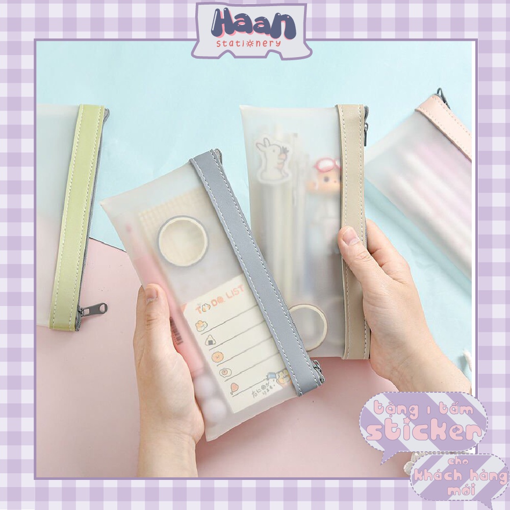 Túi Đựng Bút - Mỹ Phẩm Trong Suốt Màu Pastel