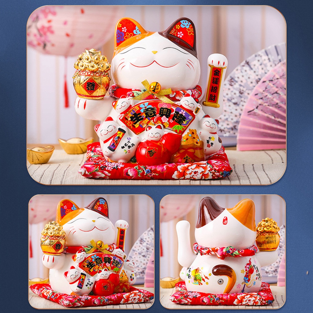 [COD] 2022 Con mèo may mắn Trang trí Con heo đất Món quà con mèo may mắn Năm mới Chúc may mắn Trang trí nội thất Món quà thủ công