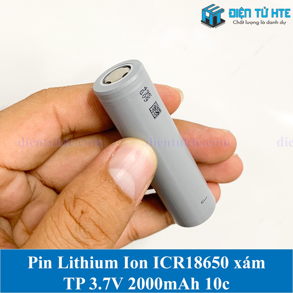 Pin Lithium Ion ICR18650 18650 2000mAh xả 10c 20A TP Xám