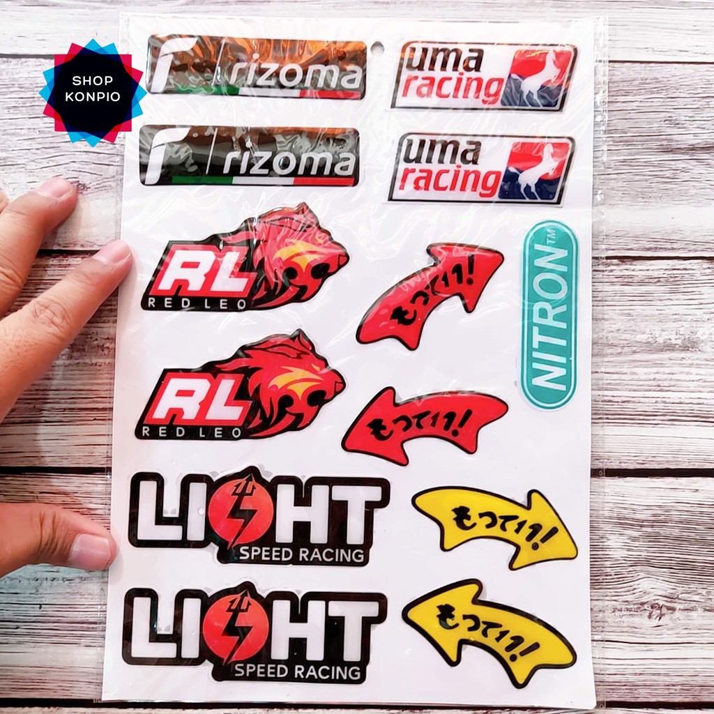 Bộ Tem Sticker RL Frizoma Dập Nổi Cao Cấp Dán Xe Máy, Ô Tô, Mũ Bảo Hiểm, Chống Thấm Nước, Chống Bay Màu