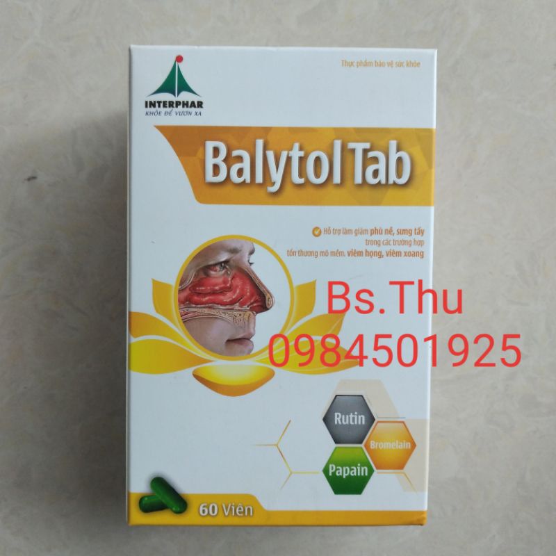 BALYTOL TAB hộp 60 viên, hỗ trợ giảm phù nề, giảm sưng, viêm - Alpha choay từ thảo dược