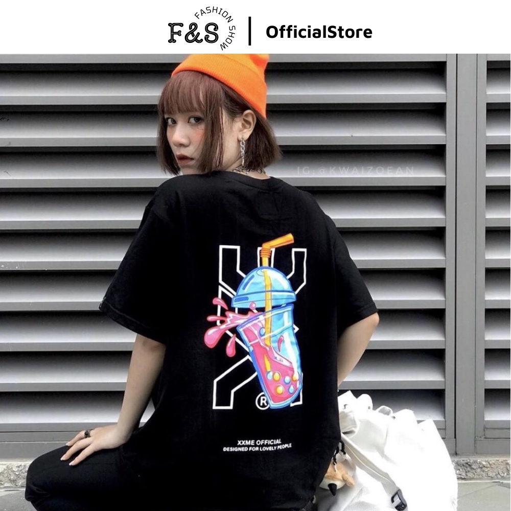 Áo thun tay lỡ unisex form rộng TRÀ SỮA XXME- Áo phông F&amp;S nam nữ, cặp đôi phong cách hàn quốc