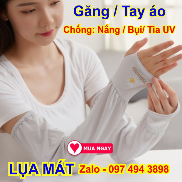 Găng tay áo vải lụa chống nắng, chống bụi chống tia uv cực tốt màu xám