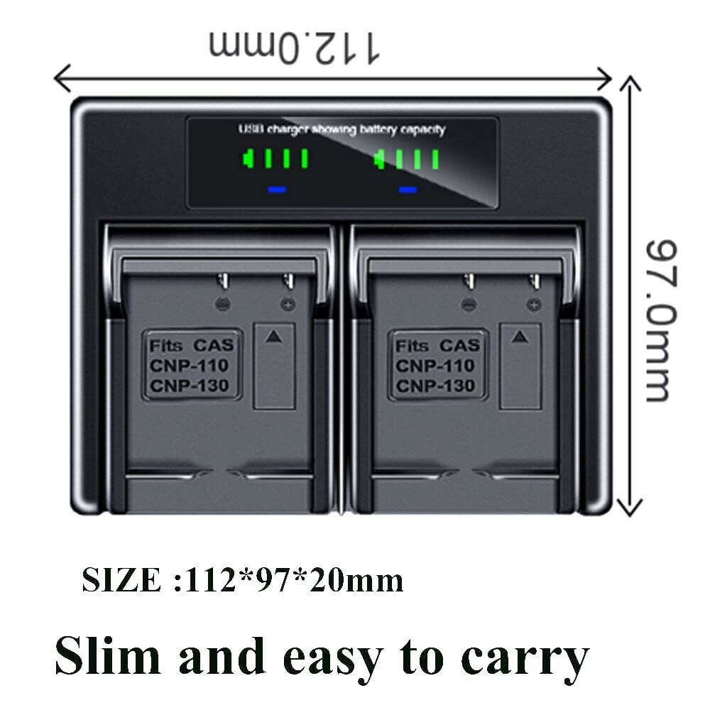 Bộ Sạc Pin Kép Cho CASIO Exilim EX-FC500S ZR50 ZR55 ZR60 ZR65 ZR70 ZS220