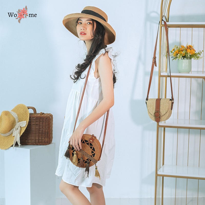 Váy đầm babydoll dáng dài xoè qua gối dự tiệc màu trắng đen be phong cách ulzzang WOME - VBDL2 | WebRaoVat - webraovat.net.vn