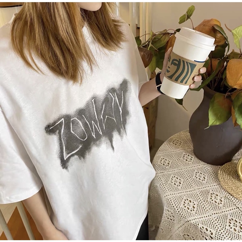 Áo phông tay lỡ form rộng, áo thun unisex nam nữ chất cotton chữ loang