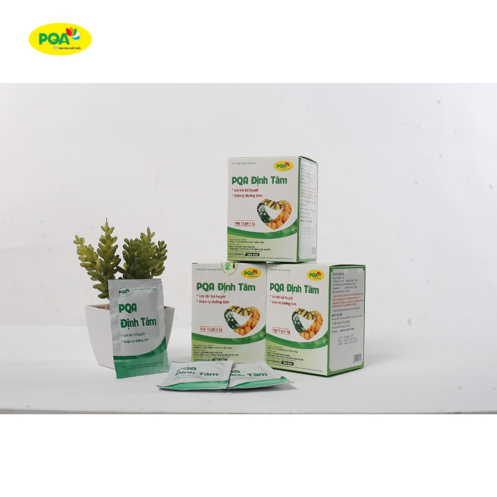 Định Tâm PQA Giúp Bổ Huyết, Dưỡng Tâm, An Thần Dùng Cho Người Hồi Hộp, Tim Đập Nhanh Hộp 12 Gói